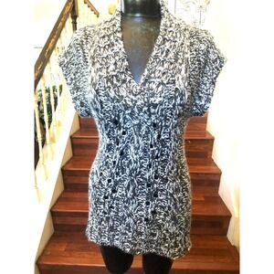 At Last New York Sweater Chunky Women's Black/White Short Sleeve NWT $36 XL